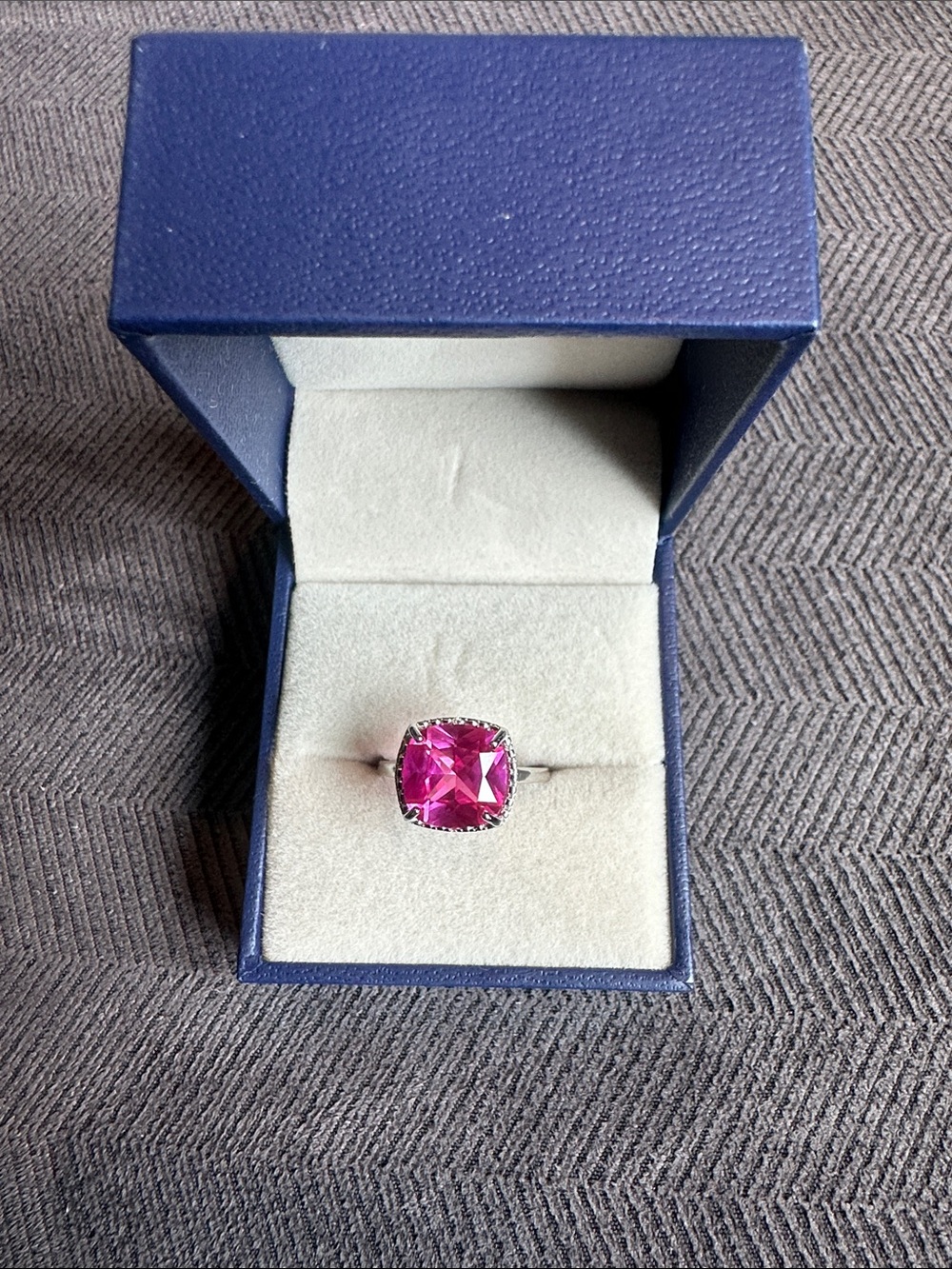 925 Sterling silver Natural Pink Topaz Cushion cut ring - size 7! Gorgeous!